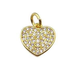 copper heart pendant paved zircon, gold plated, approx 11mm [FN13339]