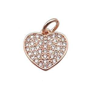 copper heart pendant paved zircon, rose gold, approx 11mm [FN13340]