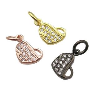 copper heart pendant paved zircon, mixed color, approx 7-8mm [FN13396]