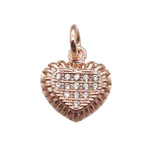 copper heart pendant paved zircon, rose gold, approx 9mm [FN13399]