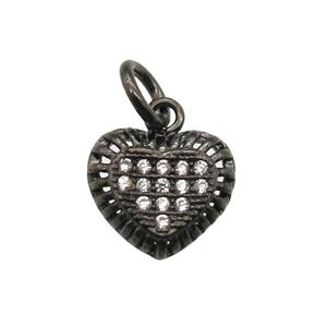 copper heart pendant paved zircon, black plated, approx 9mm [FN13400]