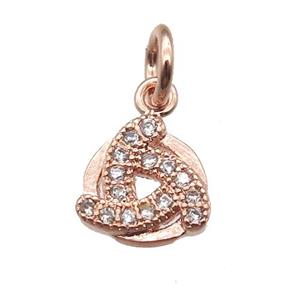 copper windmill pendant paved zircon, rose gold, approx 8mm [FN13414]