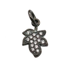 copper leaf pendant paved zircon, black plated, approx 7-10mm [FN13424]