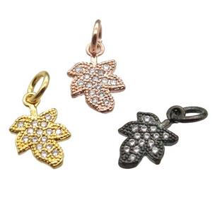 copper leaf pendant paved zircon, mixed color, approx 7-10mm [FN13425]