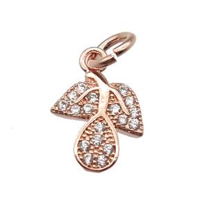 copper leaf pendant paved zircon, rose gold, approx 7-10mm [FN13428]