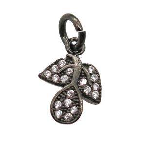 copper leaf pendant paved zircon, black plated, approx 7-10mm [FN13429]