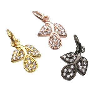copper leaf pendant paved zircon, mixed color, approx 7-10mm [FN13430]
