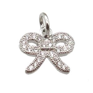 copper knot pendant paved zircon, platinum plated, approx 9-11mm [FN13440]