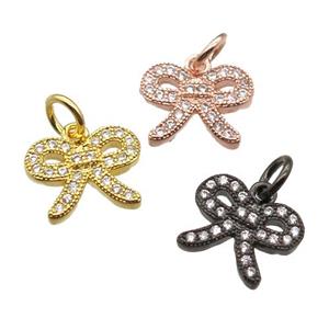 copper knot pendant paved zircon, mixed color, approx 9-11mm [FN13444]