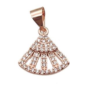 copper fan pendant paved zircon, rose gold, approx 11-13mm [FN13447]