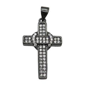 copper cross pendant paved zircon, black plated, approx 15-24mm [FN13471]