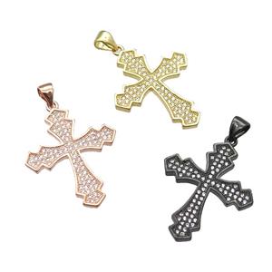 copper cross pendant paved zircon, black plated, approx 22-26mm [FN13482]