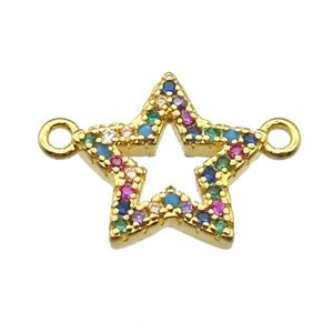 copper star pendant paved zircon, gold plated, approx 12mm dia [FN13655]
