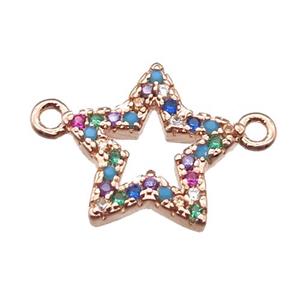 copper star pendant paved zircon, rose gold, approx 12mm dia [FN13656]