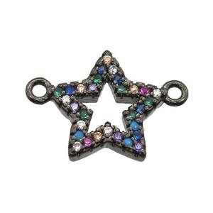 copper star pendant paved zircon, black plated, approx 12mm dia [FN13657]