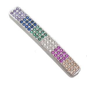 copper tube beads paved zircon, platinum plated, approx 5-35mm [FN13962]
