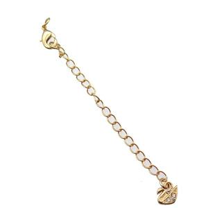 copper necklace extender, swan, gold plated, approx 65mm length [FN13977]