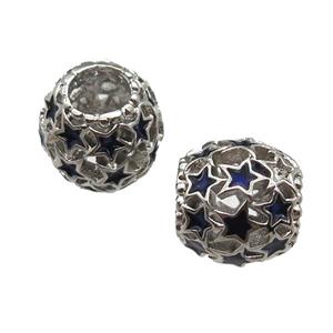 European Style copper barrel beads, Enameling, platinum plated, approx 10-12mm, 5mm hole [FN13998]