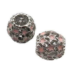 European Style copper barrel beads, Enameling, platinum plated, approx 10-12mm, 5mm hole [FN13999]