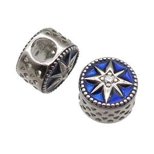 European Style copper beads, Enameling, platinum plated, approx 10-12mm, 5mm hole [FN14001]