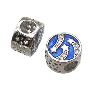 European Style copper beads, Enameling, platinum plated, approx 10-12mm, 5mm hole [FN14002]