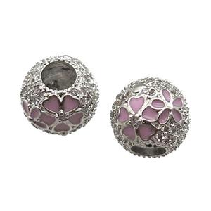 European Style copper round beads, Enameling, platinum plated, approx 10-12mm, 5mm hole [FN14005]