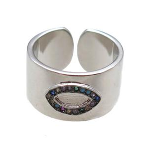 copper ring paved zircon, platinum plated, approx 18mm dia [FN14060]