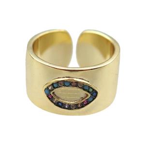 copper ring paved zircon, gold plated, approx 18mm dia [FN14061]