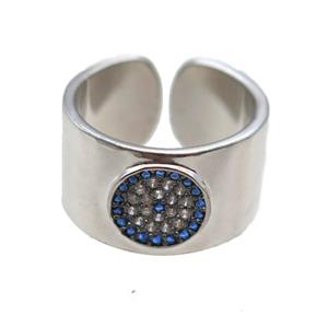 copper ring paved zircon, platinum plated, approx 18mm dia [FN14062]