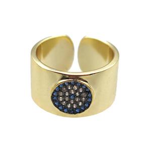 copper ring paved zircon, gold plated, approx 18mm dia [FN14063]