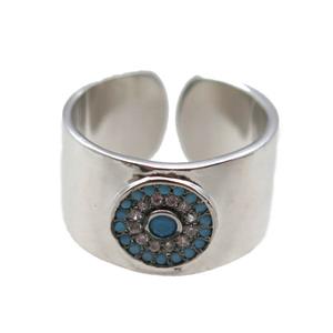 copper ring paved zircon, platinum plated, approx 18mm dia [FN14065]