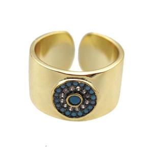 copper ring paved zircon, gold plated, approx 18mm dia [FN14066]