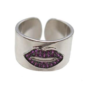 copper ring paved zircon, platinum plated, approx 18mm dia [FN14067]