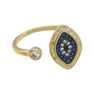 copper ring paved zircon, eye, gold plated, approx 20mm dia [FN14070]