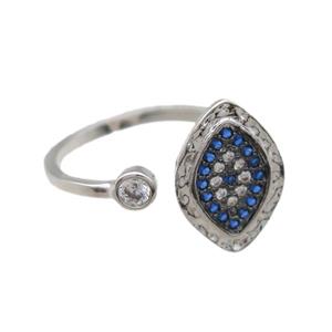 copper ring paved zircon, platinum plated, approx 20mm dia [FN14071]