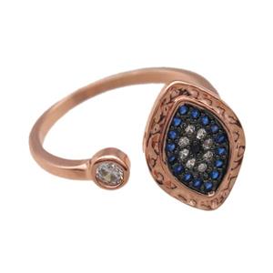copper ring paved zircon, eye, rose gold, approx 20mm dia [FN14072]