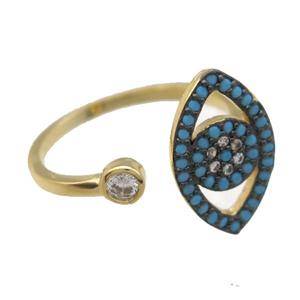 copper ring paved zircon, gold plated, approx 20mm dia [FN14073]
