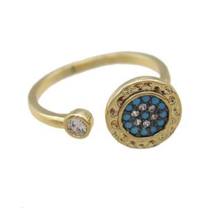 copper ring paved zircon, gold plated, approx 20mm dia [FN14075]