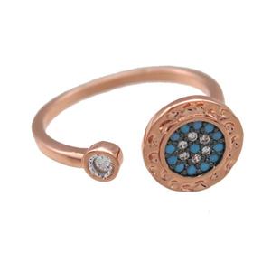 copper ring paved zircon, rose gold, approx 20mm dia [FN14076]