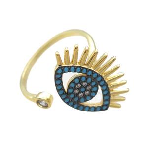 copper ring paved zircon, eye, gold plated, approx 20mm dia [FN14077]