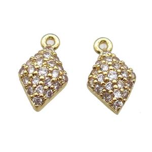 copper dart pendant paved zircon, gold plated, approx 6-10mm [FN14097]