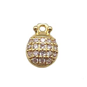 copper beetle pendant paved zircon, gold plated, approx 7-10mm [FN14103]