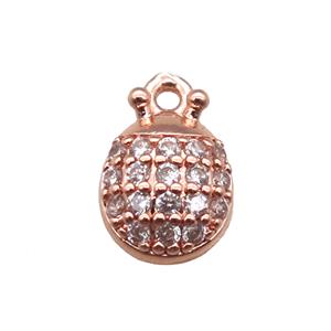 copper beetle pendant paved zircon, rose gold, approx 7-10mm [FN14104]