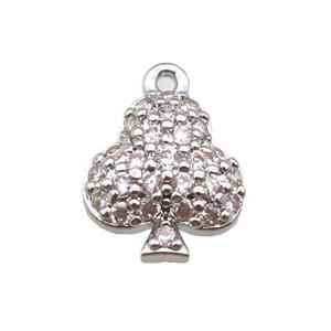 copper tree pendant paved zircon, platinum plated, approx 8-11mm [FN14106]
