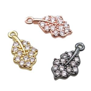 copper leaf pendant paved zircon, mixed color, approx 7-13mm [FN14113]