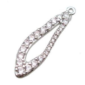 copper pendant paved zircon, platinum plated, approx 8-15mm [FN14117]