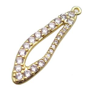 copper pendant paved zircon, gold plated, approx 8-15mm [FN14118]