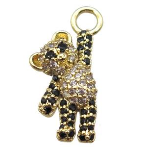 copper panda pendant paved zircon, gold plated, approx 10-20mm [FN14131]