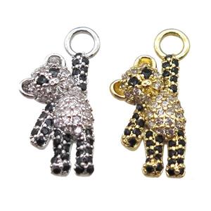 copper panda pendant paved zircon, mixed color, approx 10-20mm [FN14132]