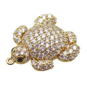 copper tortoise pendant paved zircon, gold plated, approx 24-28mm [FN14137]